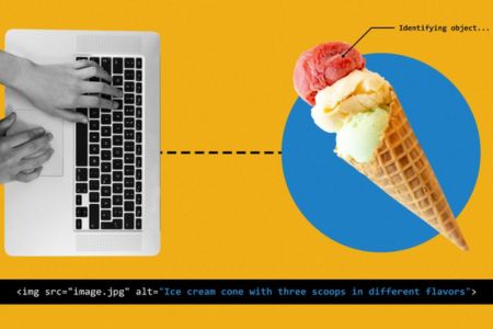 A computer analyzing a picture of ice cream to determine if it has alt text