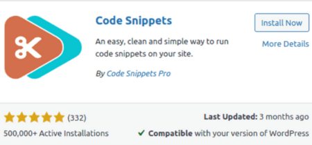 A screenshot of the "Code Snippets" plugin on WooCommerce.