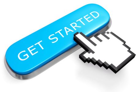 Get started button being clicked by pixel mouse hand